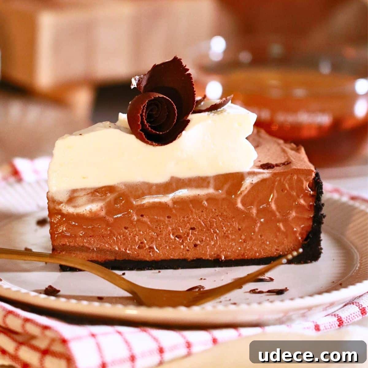 Decadent French Silk Pie Recipe: Smooth Chocolate Silk Pie 29 Amazing French silk pie with Oreo crust and whipped cream and chocolate curls toppings