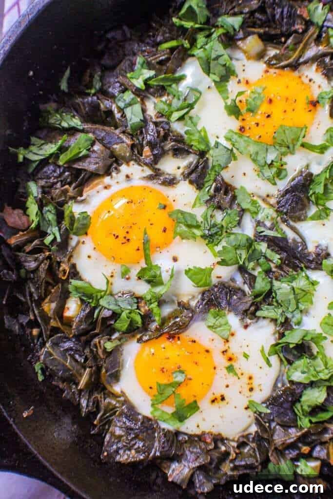 Collard Green Shakshuka: Spiced Tomato and Egg Skillet 2 green shakshuka