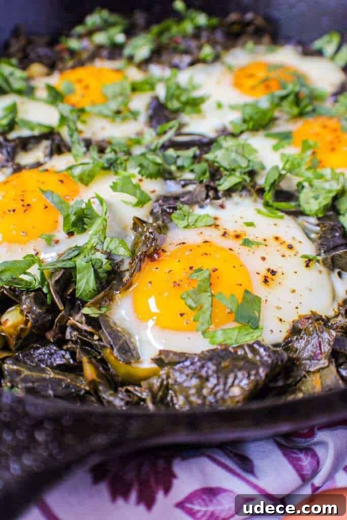 Collard Green Shakshuka: Spiced Tomato and Egg Skillet 3 green shakshuka