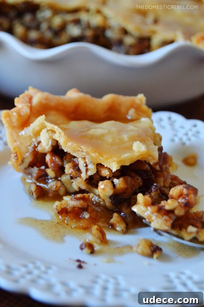 closeup of the baklava pie slice with a bite missing