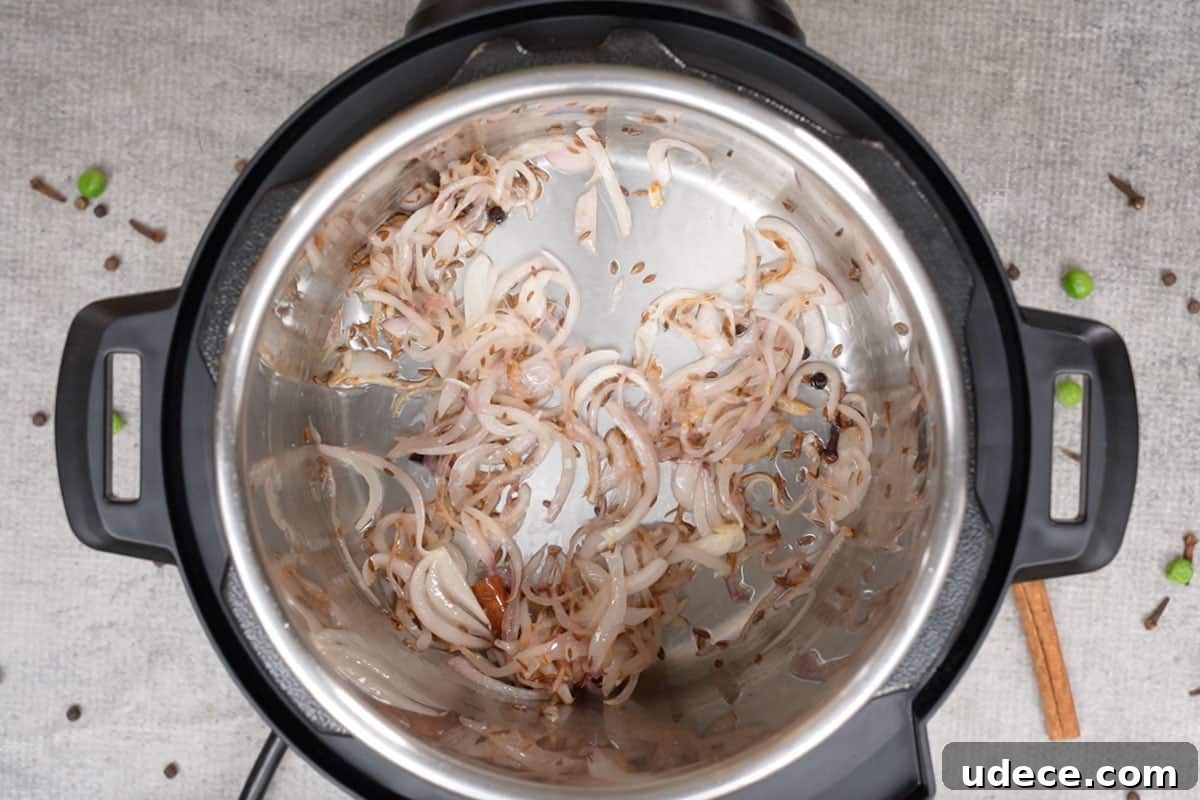 Flavorful Brown Rice Pulao: Aromatic One-Pot Indian Rice Recipe 6 Golden brown onions.