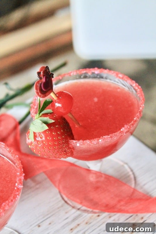 Sparkling Strawberry Satin Kiss: Valentine's Day Rum Cocktail 14 serve for valentines day and enjoy