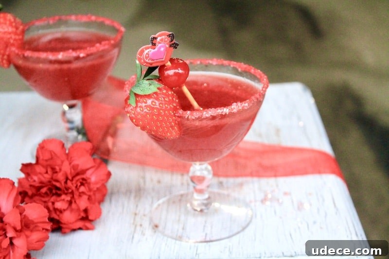 Sparkling Strawberry Satin Kiss: Valentine's Day Rum Cocktail 7 valentine's day cocktail with rum