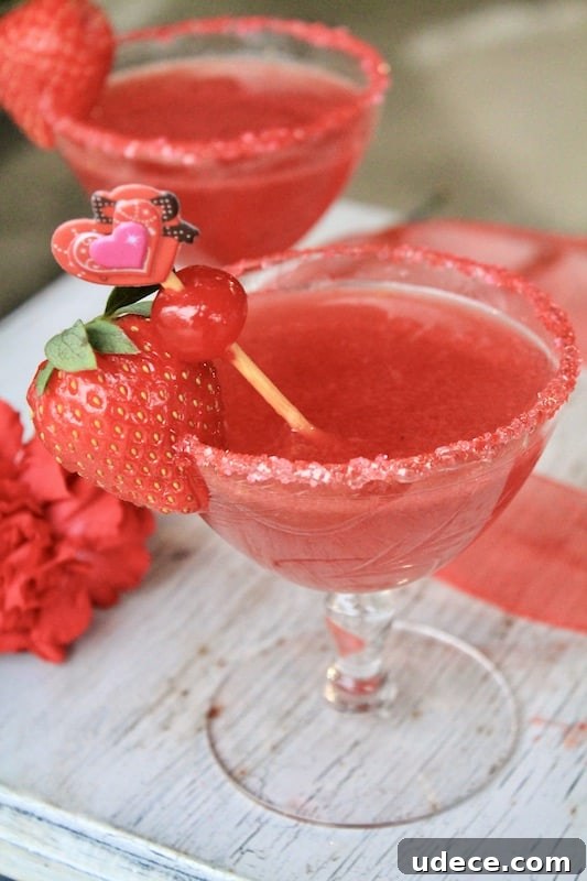 Sparkling Strawberry Satin Kiss: Valentine's Day Rum Cocktail 8 valentine's day strawberry rum cocktail with cocktail rim
