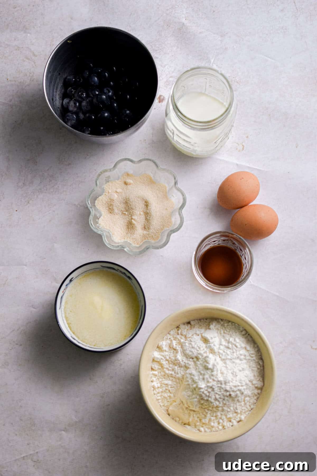 The ingredients for the muffins are laid out.