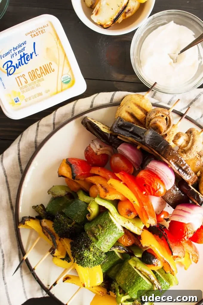 Colorful Grilled Vegetable Kabobs with Zesty Marinade 9 These rainbow veggie kabobs are the perfect summer side dish! Serve them with my delicious and easy to make grilled lemon garlic sauce.