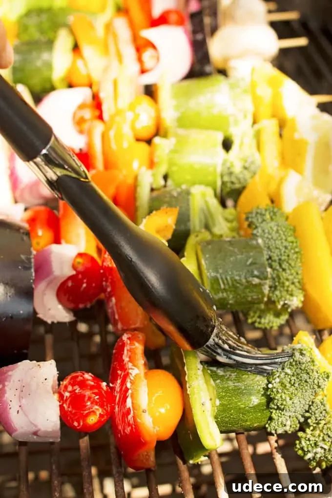 Colorful Grilled Vegetable Kabobs with Zesty Marinade 4 These rainbow veggie kabobs are the perfect summer side dish! Serve them with my delicious and easy to make grilled lemon garlic sauce.