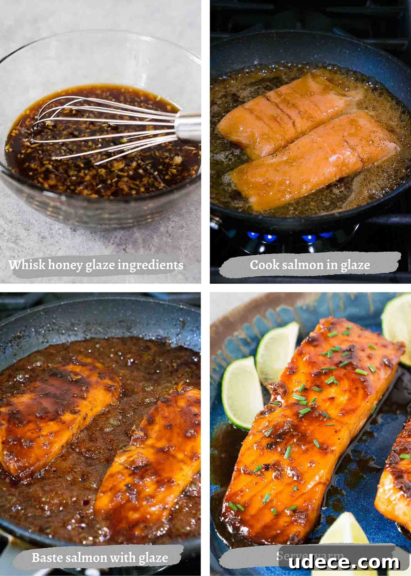 Sticky Honey-Glazed Salmon with Garlic and Soy 5 process images of making honey