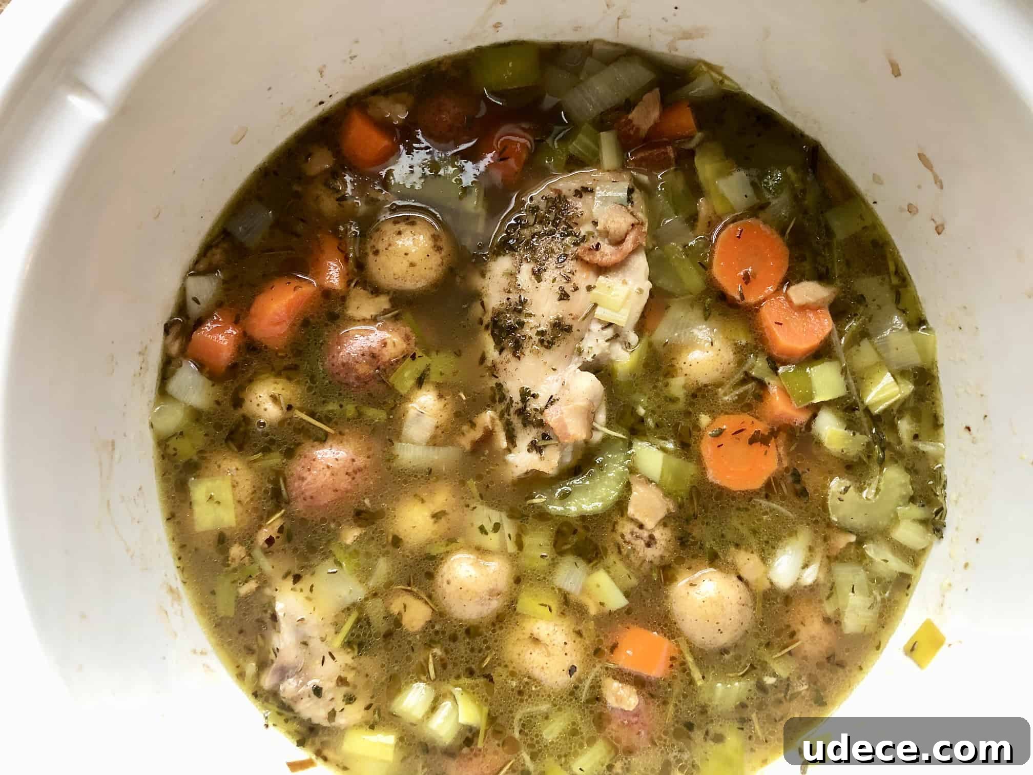 slow-cooker chicken soup with bacon & potatoes