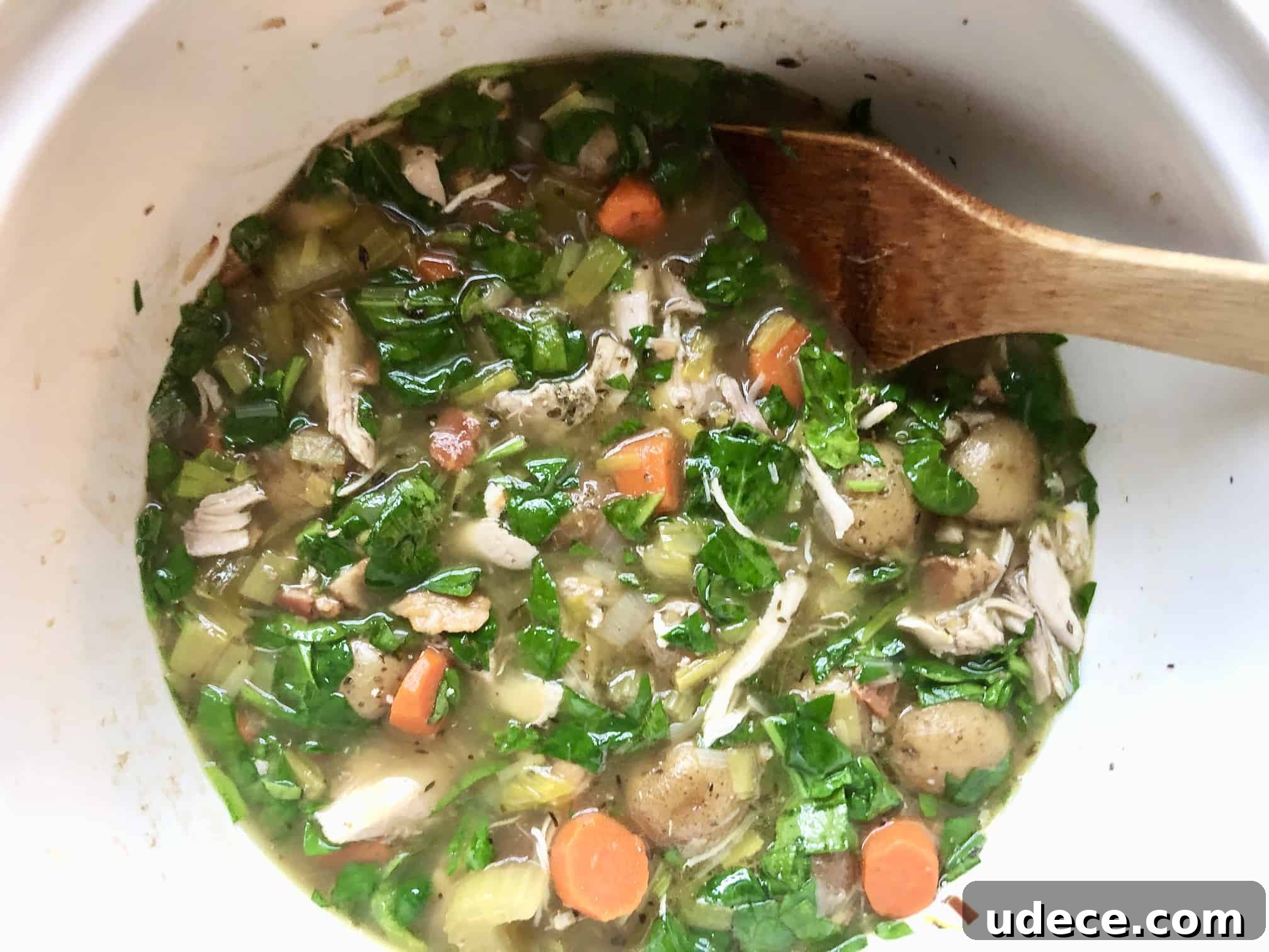 slow-cooker chicken soup with bacon & potatoes