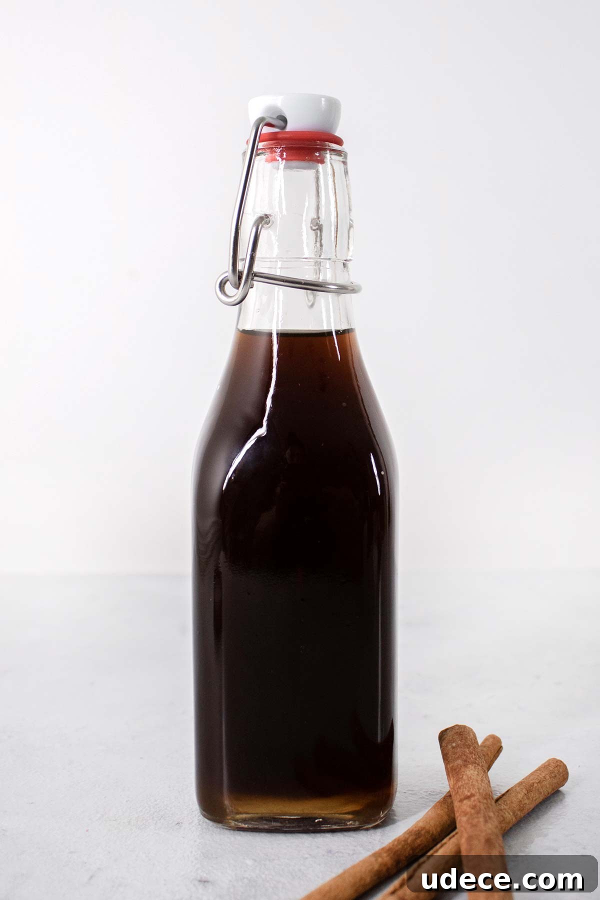 Brown Sugar Cinnamon Syrup Recipe — 3-Ingredient Homemade Syrup 2 Brown sugar cinnamon syrup in a glass bottle.