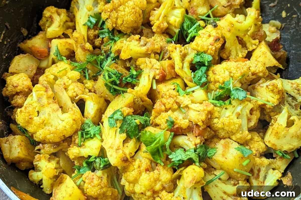 Crispy Air Fryer Vegetable Sides That Steal the Show 6 Closeup of aloo gobi in a pan