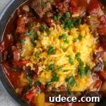 Game Day Steak Chili! Use beef sirloin, flank steak or any cut of steak and you've got yourself one bowl of hearty deliciousness!