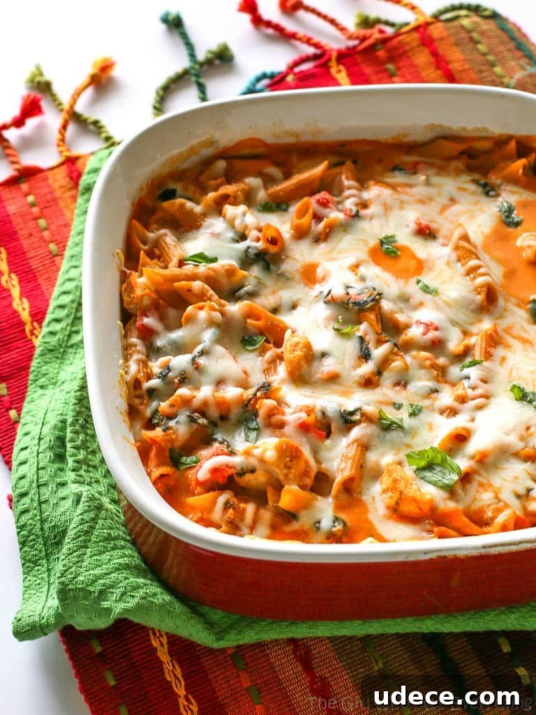 Three-Cheese Chicken Penne Bake with Garlic and Herbs 3 Healthy Three Cheese Penne - only 460 calories per serving which is 1/4 of this dish! the-girl-who-ate-everything.com