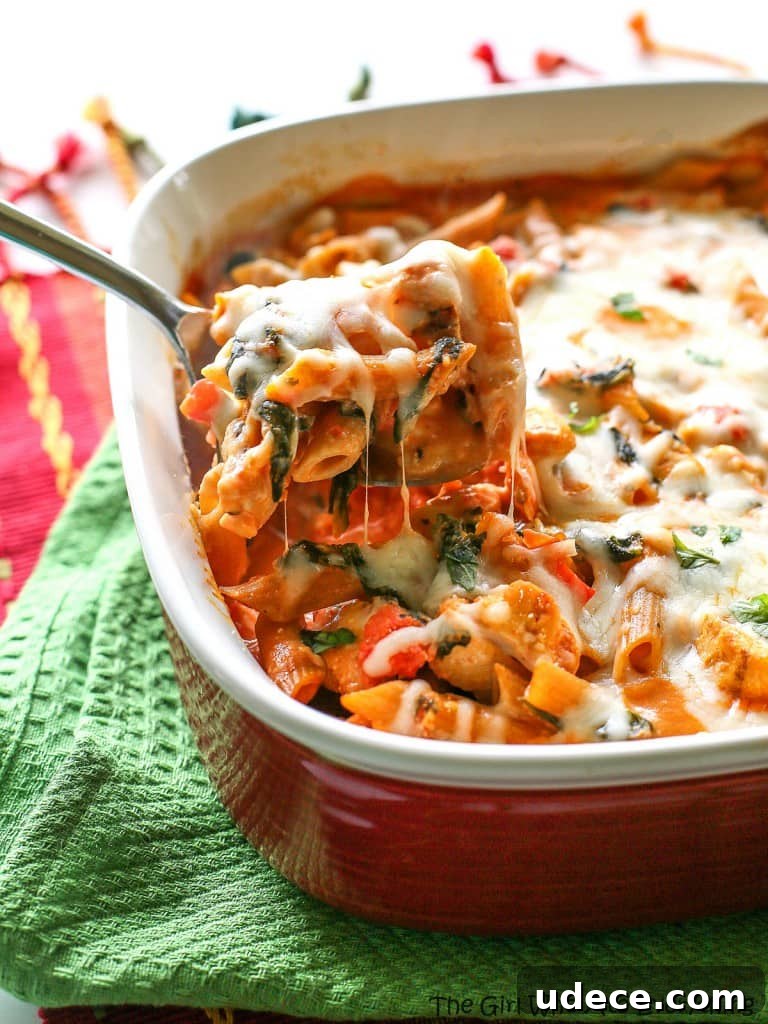 Three-Cheese Chicken Penne Bake with Garlic and Herbs 4 Healthy Three Cheese Penne - only 460 calories per serving which is 1/4 of this dish! the-girl-who-ate-everything.com