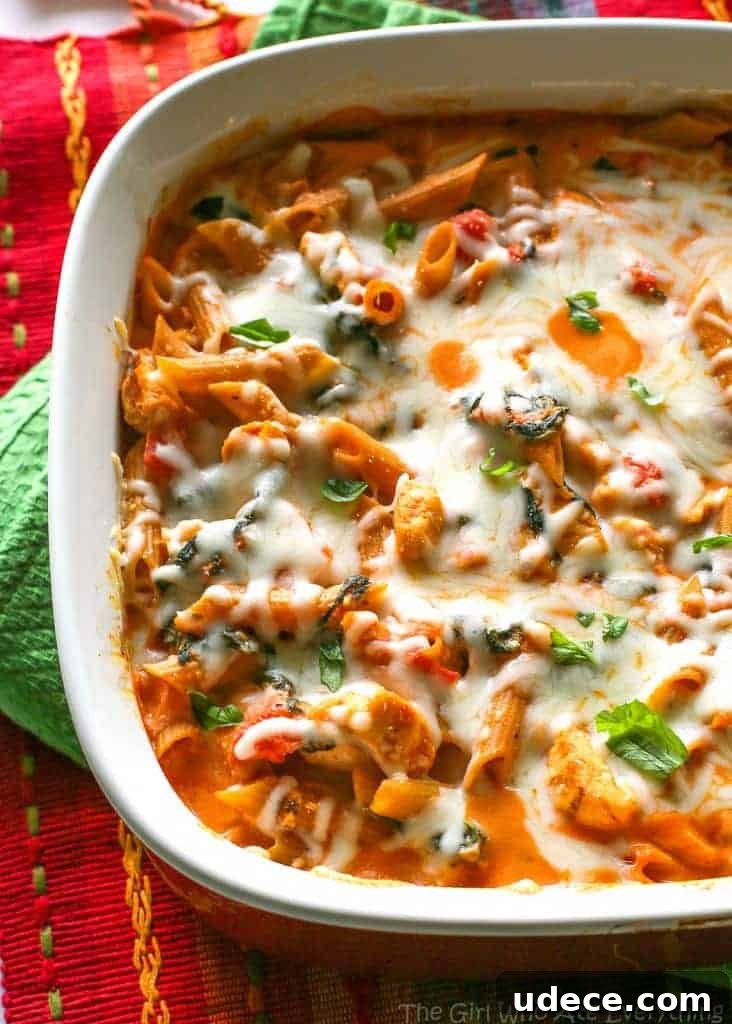 Three-Cheese Chicken Penne Bake with Garlic and Herbs 5 Healthy Three Cheese Penne - only 460 calories per serving which is 1/4 of this dish! the-girl-who-ate-everything.com