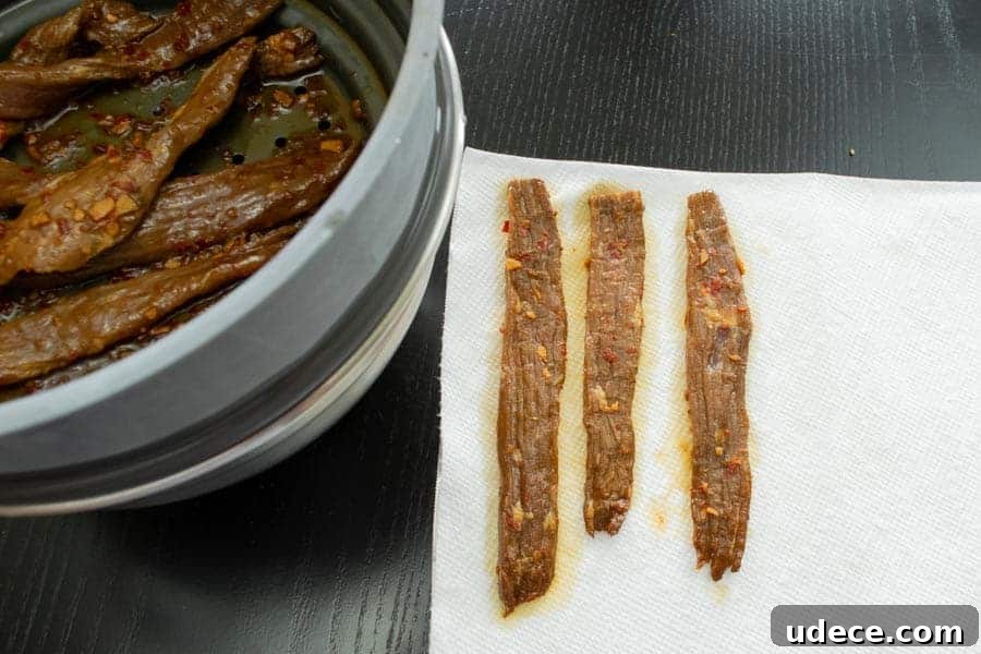 Chili Lime jerky on paper towels