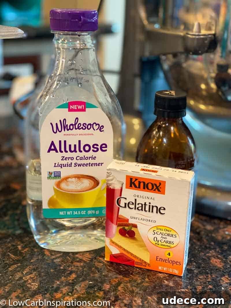 Photo of allulose, gelatine, and vanilla