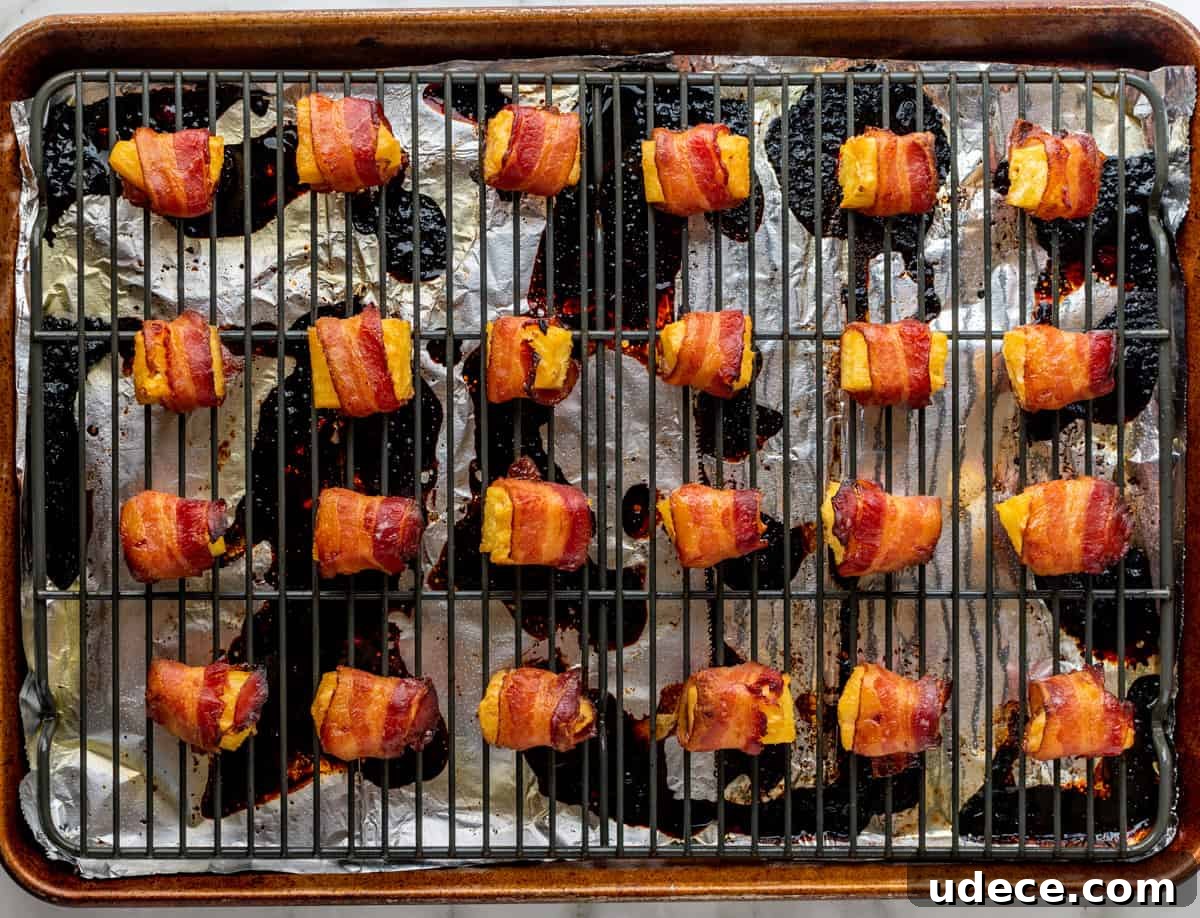 Crispy Bacon-Wrapped Pineapple Bites: Sweet and Savory Appetizer 9 Bacon Wrapped Pineapple after baking.