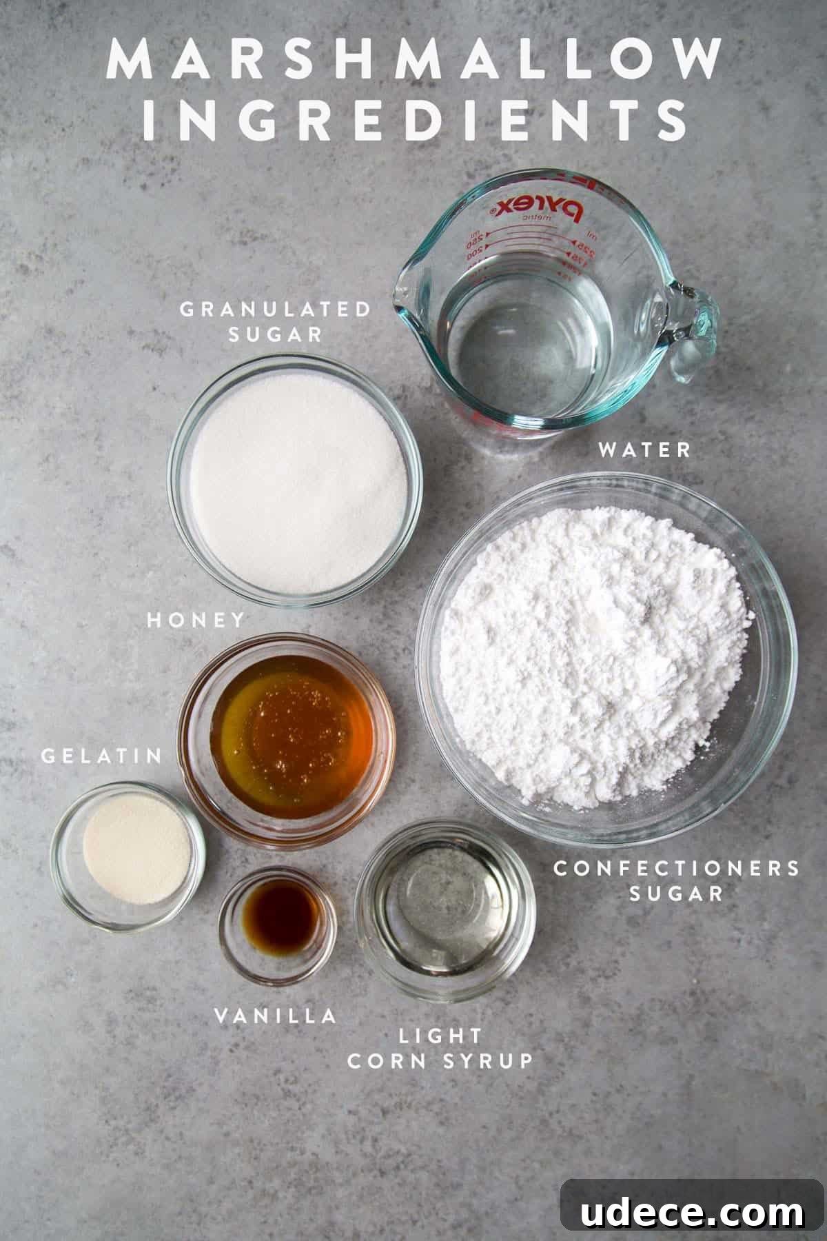 How to Make Fluffy Homemade Marshmallows at Home 5 ingredients needed to make homemade marshmallows include gelatin, honey, and corn syrup.