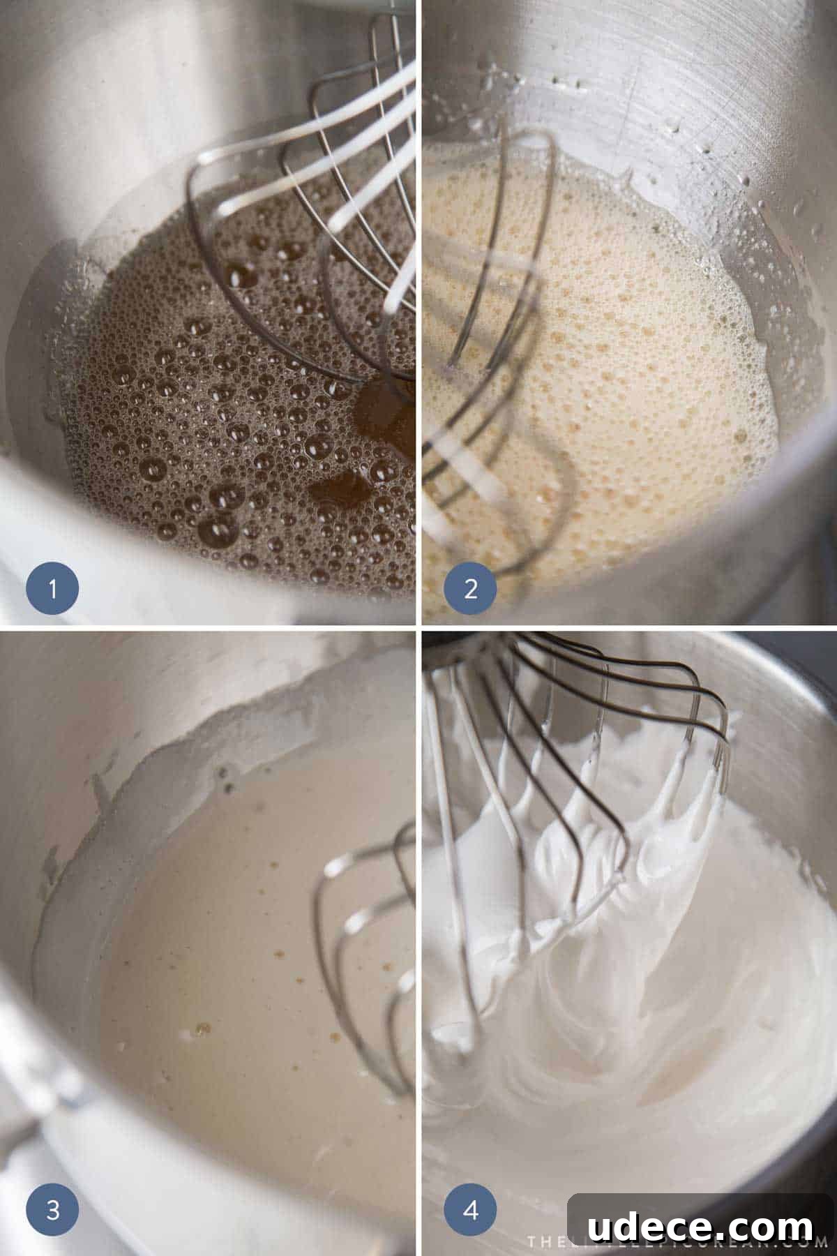 How to Make Fluffy Homemade Marshmallows at Home 10 four stages of whipping sugar syrup to make homemade marshmallows.