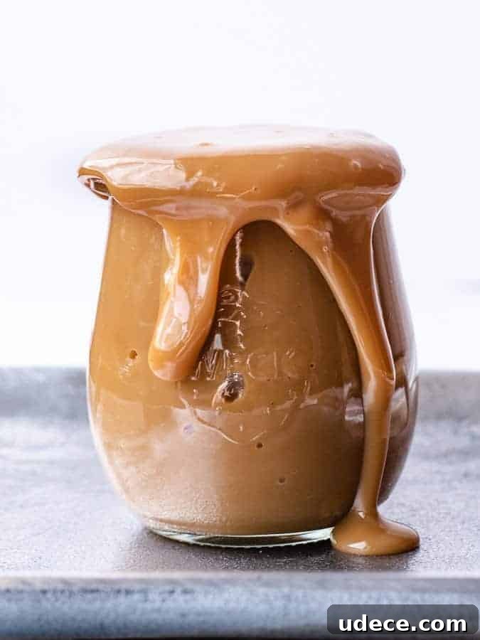Dulce de Leche Scones Recipe — Buttery Caramel Scones Guide 6 Overflowing jar of homemade dulce de leche