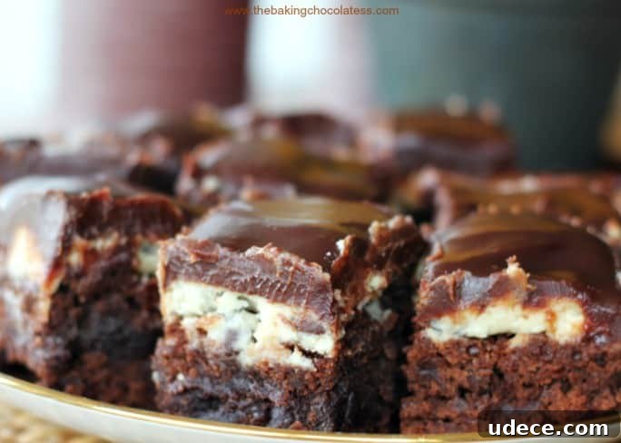 Cookie Dough Brownies on a plate side view