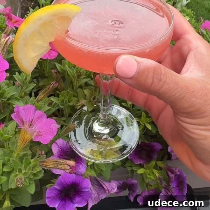 A cranberry yuzu martini