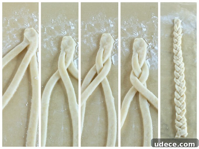 How to Braid a Pie Crust for a Beautiful Lattice Top 4 This image has an empty alt attribute; its file name is BraidedPieCrustCollage3-680x510.jpg
