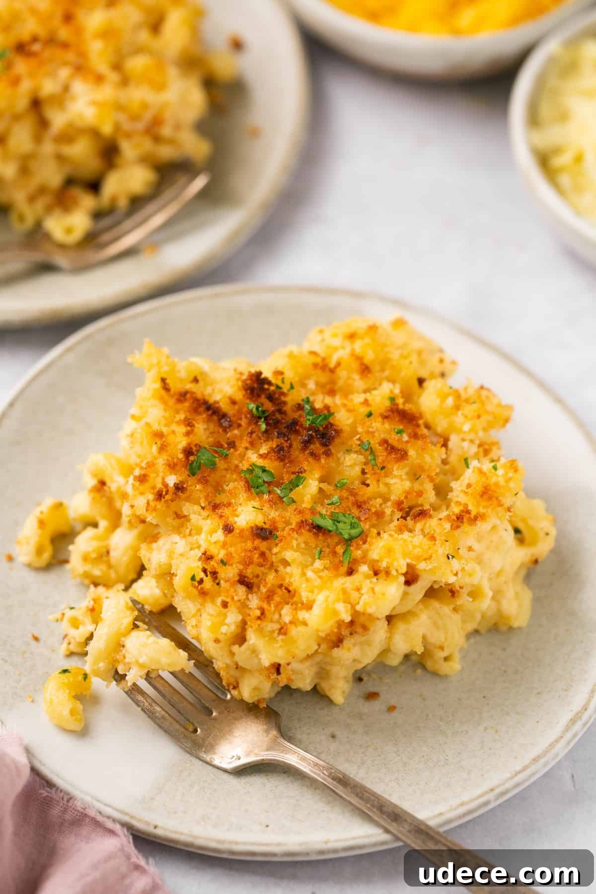 mac and cheese on plates
