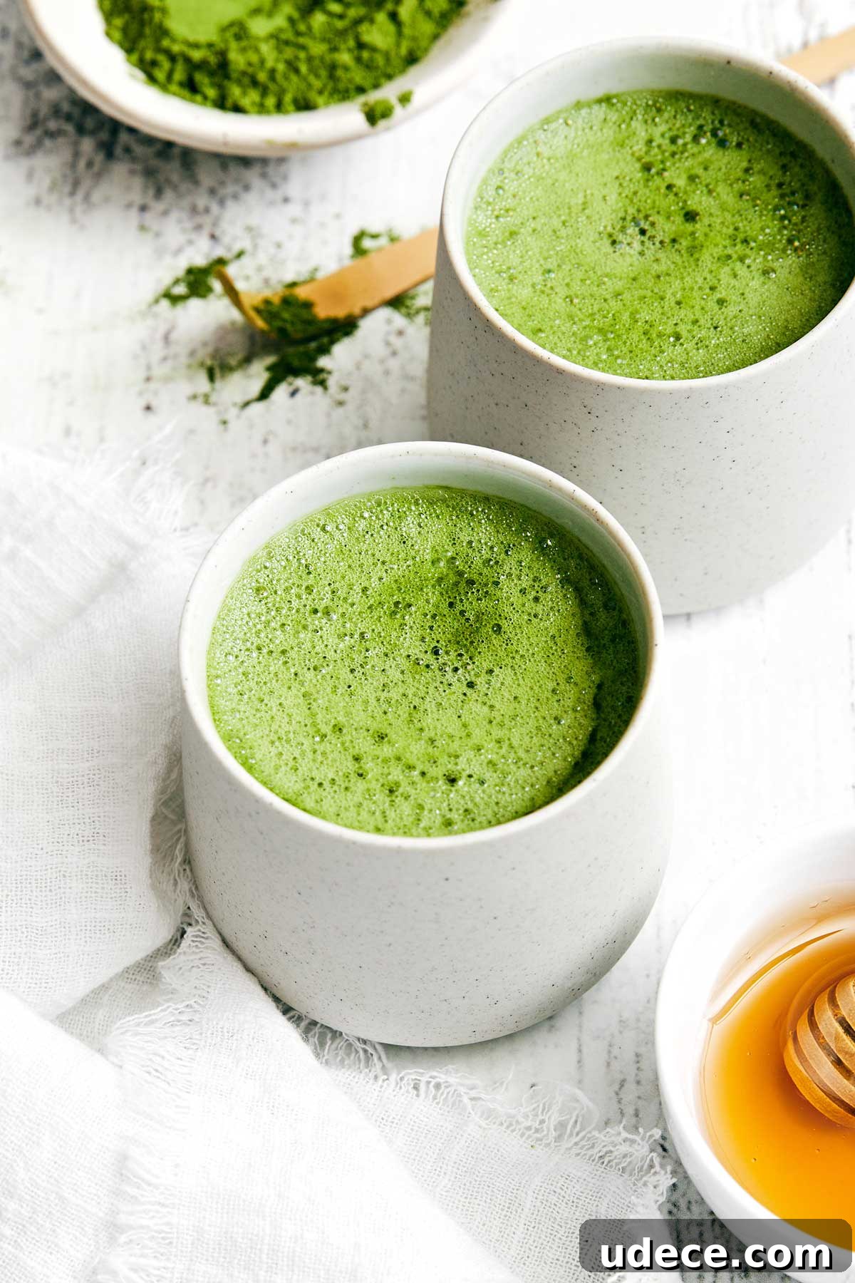 Little cups of matcha tea.
