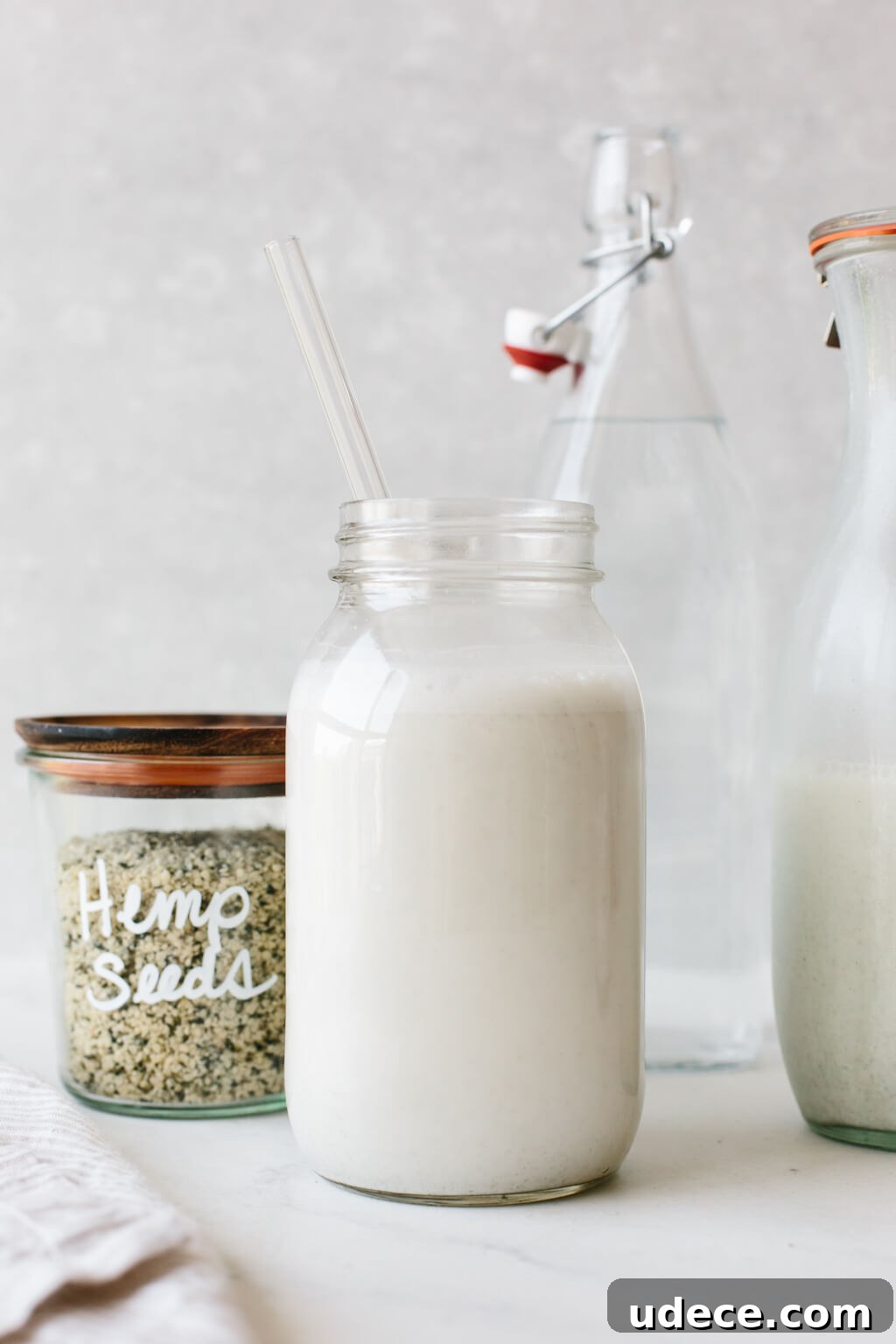 Hemp milk in a glass.