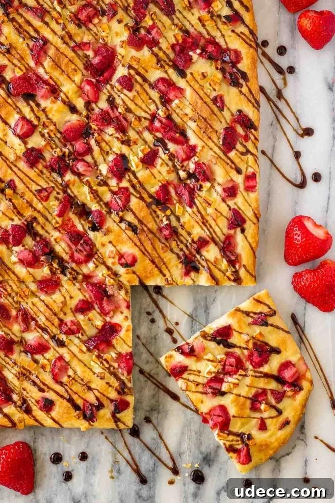 Strawberry and Feta Focaccia Recipe — Sweet Savory Summer Bread 4 Close-up of strawberry and feta focaccia.