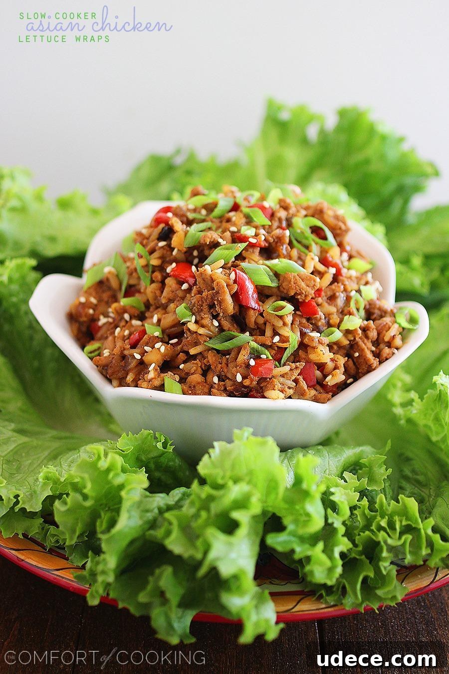 Slow Cooker Asian Chicken Lettuce Wraps