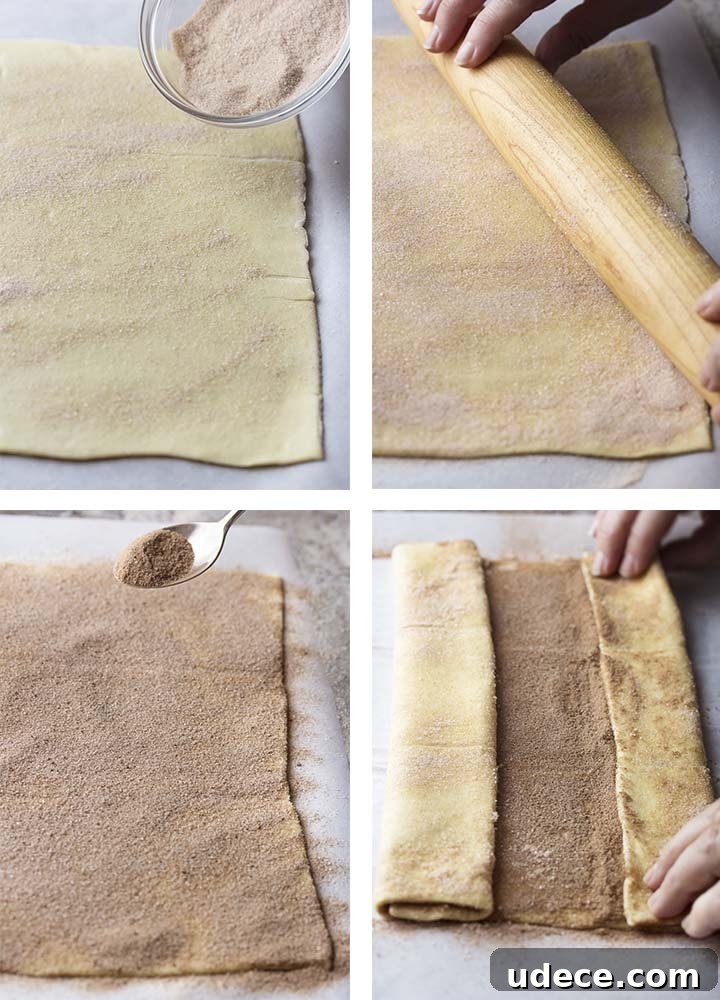 Step by step on how to add the sugar and fold the dough.
