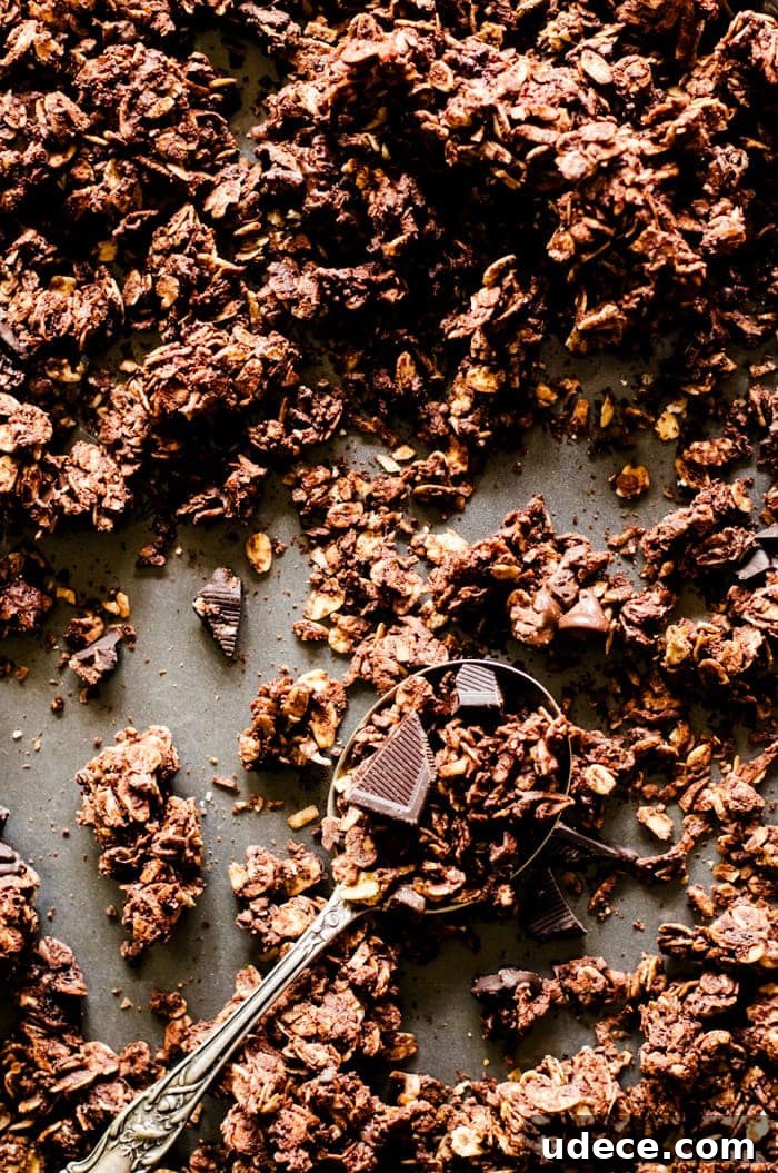 Chocolate Coconut Granola Recipe for Crunchy Homemade Clusters 4 finished granola on baking tray
