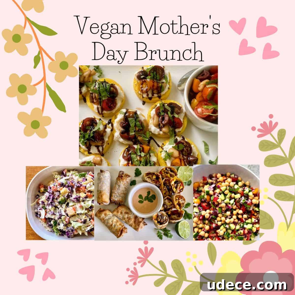 Vegan Mother's Day Brunch collage of vegan Mother's Day Brunch food ideas.
