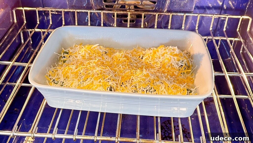 Chili Relleno Casserole Recipe: Cheesy Roasted Poblanos Bake 13 Casserole in preheated oven to bake.