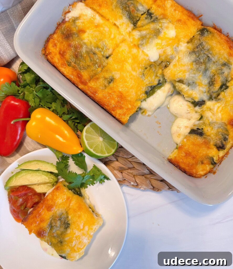 Chili Relleno Casserole Recipe: Cheesy Roasted Poblanos Bake 17 Chili Relleno Casserole with a plate serving next to it.