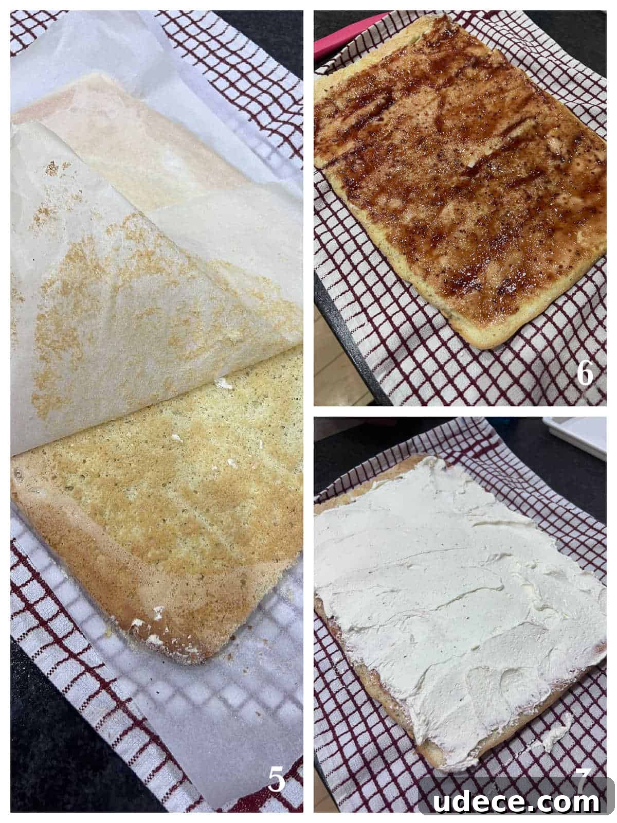 Steps for rolling up a swiss roll