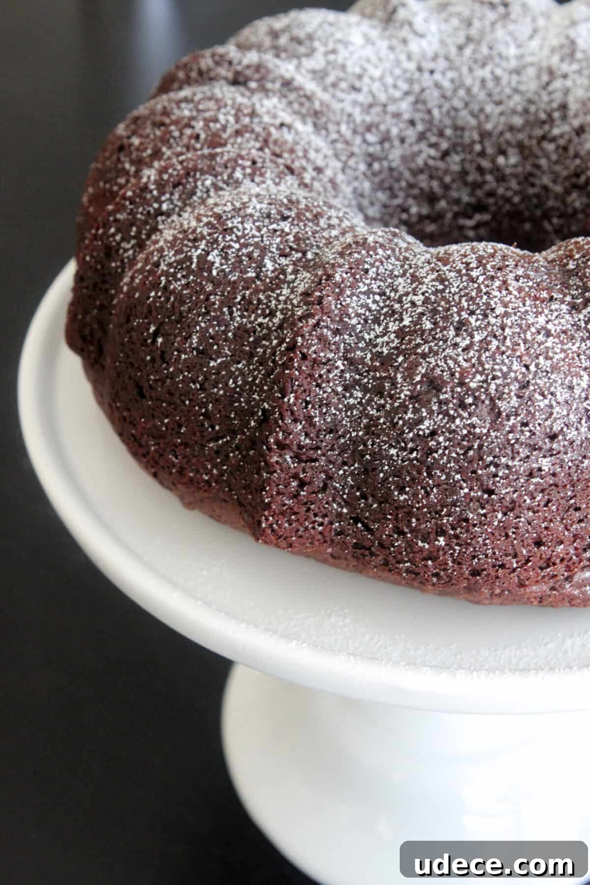 Ultimate Moist Chocolate Cake Recipe for Rich, Decadent Slices 3 chocolate bundt cake recipe on cake stand