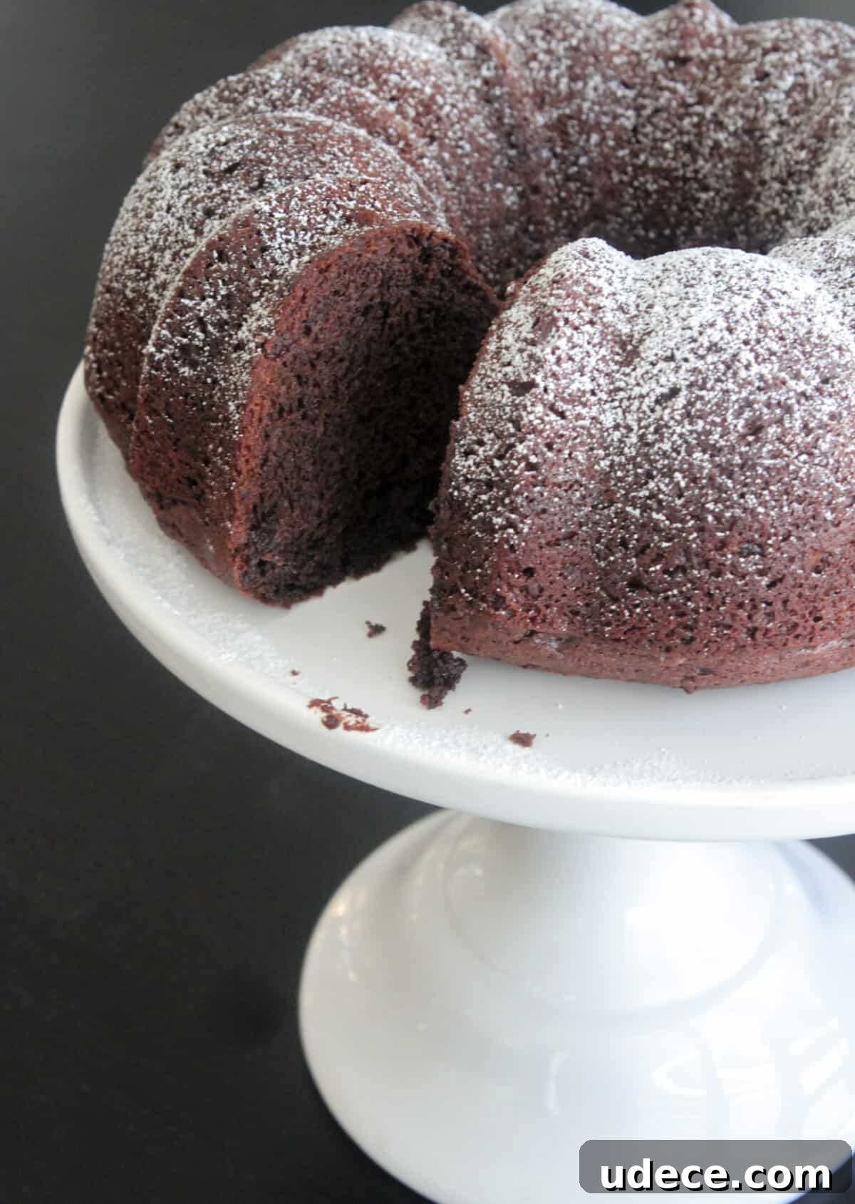 Ultimate Moist Chocolate Cake Recipe for Rich, Decadent Slices 4 chocolate bundt cake on cake stand