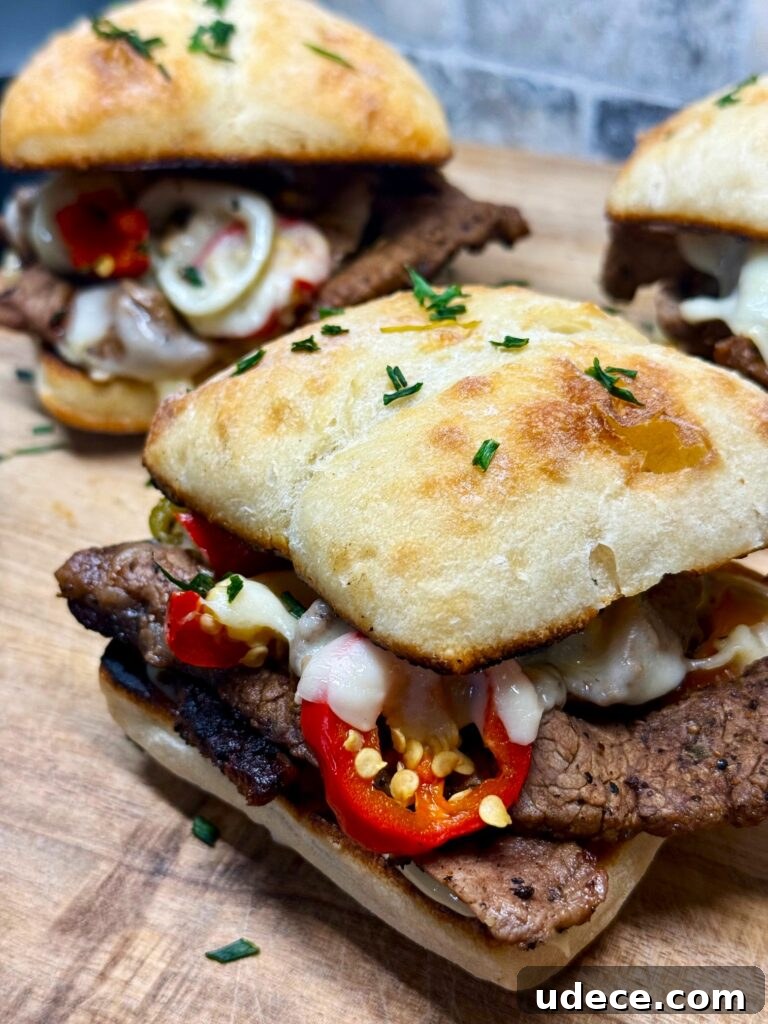 Blackstone Cherry Pepper Steak Sandwiches