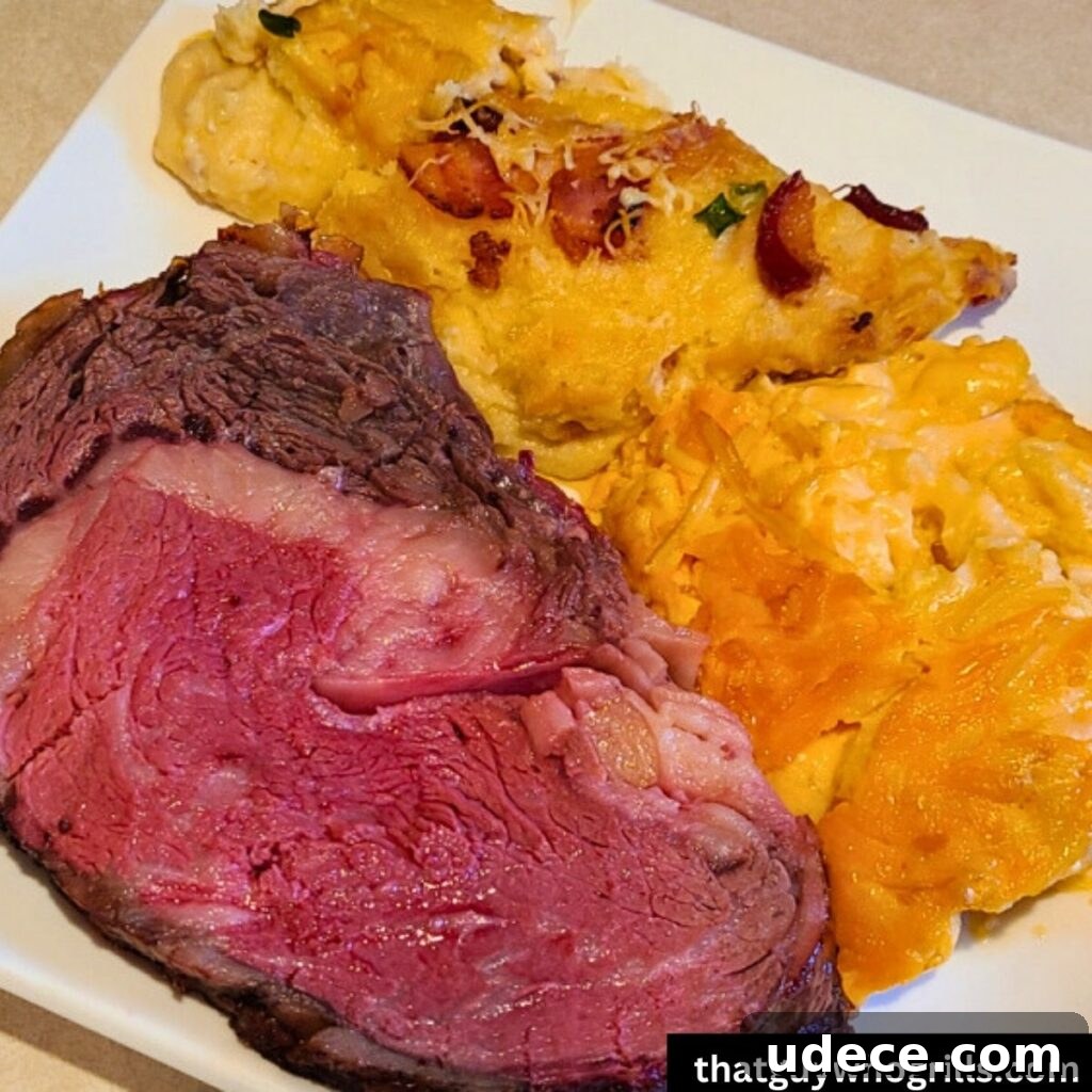 Smoked Cheesy Loaded Potatoes Recipe for Camping or BBQ 8 Smoked Cheesy Loaded Potatoes served with smoked mac and cheese and prime rib