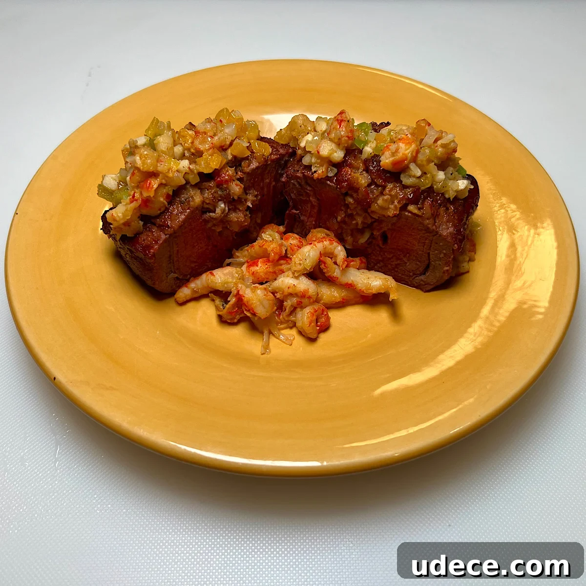 Grilled Stuffed Filet Mignon on a Weber Kettle Grill 2 finished stuffed filet mignon cut open