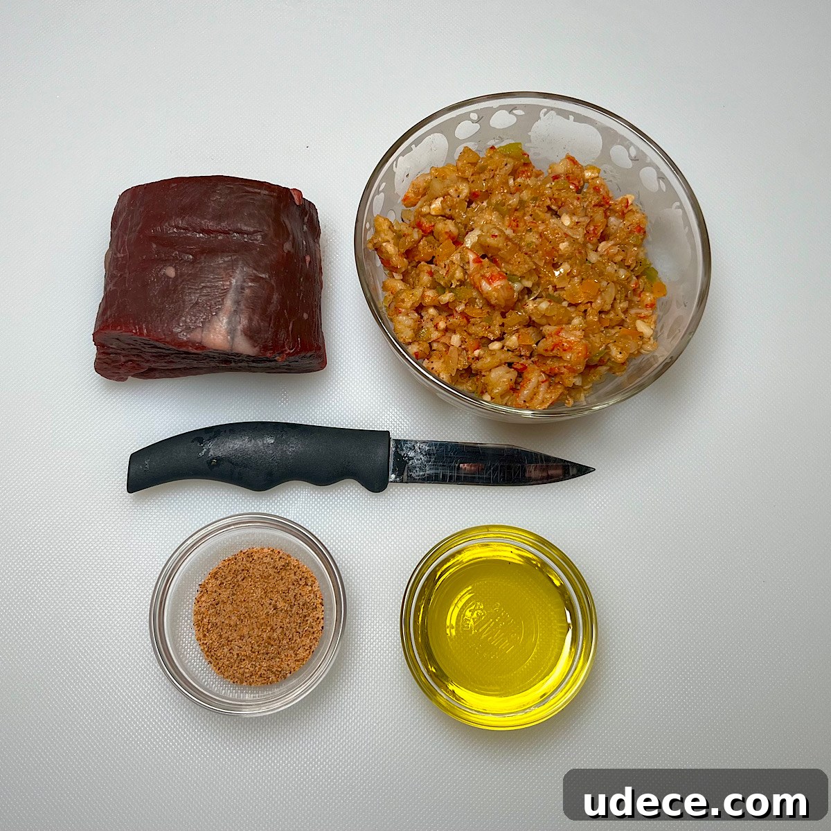 Grilled Stuffed Filet Mignon on a Weber Kettle Grill 4 stuffing and rub ready for filet mignon