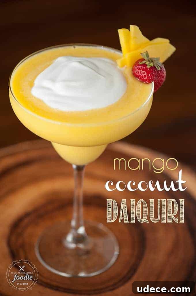 Mango Coconut Daiquiri Recipe: Tropical Cocktail Guide 2 a blended daiquiri with Coconut and Mango