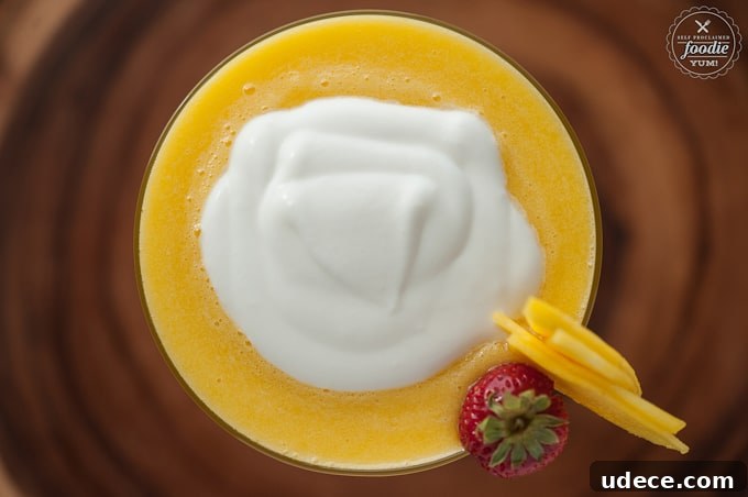 Mango Coconut Daiquiri Recipe: Tropical Cocktail Guide 7 looking down at a Mango and Daiquiri daiquiri