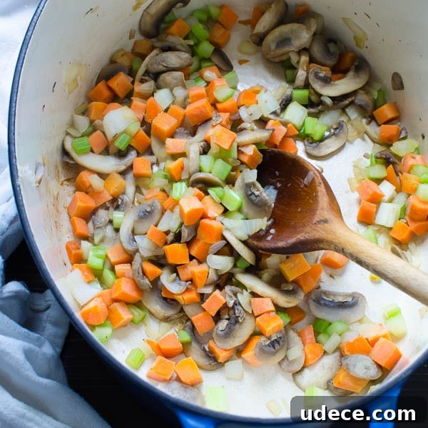 sautéed carrots onions, celery and mushrooms