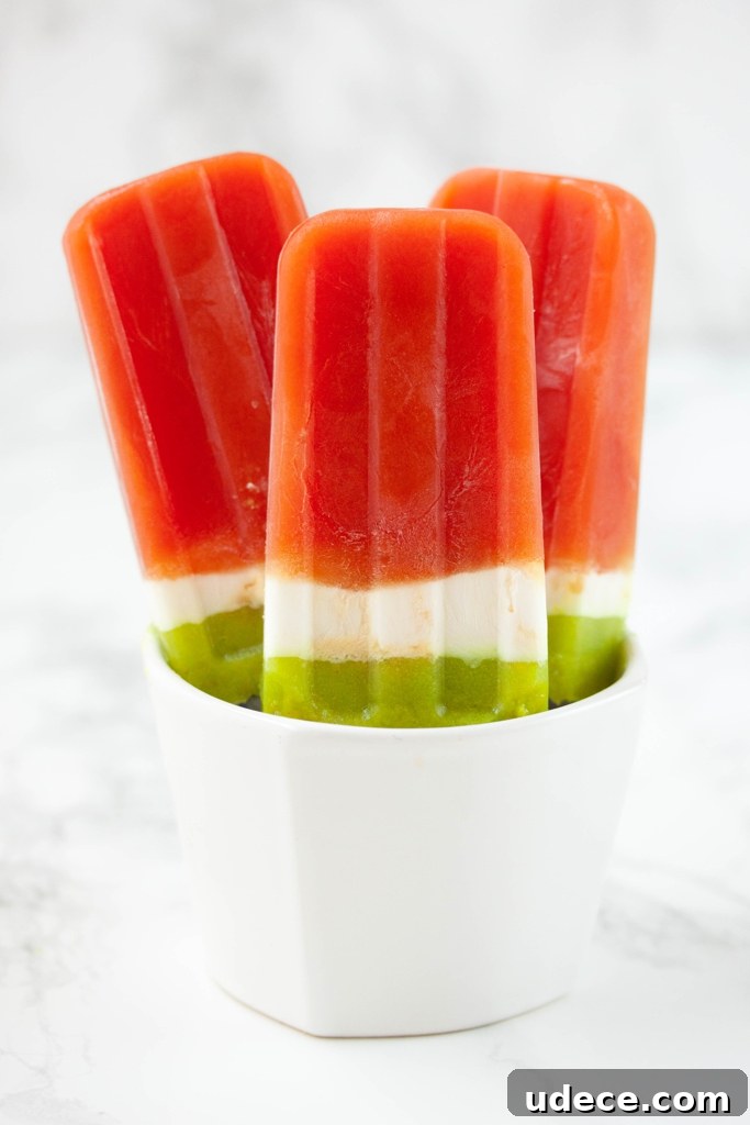 Strawberry and watermelon ice pops
